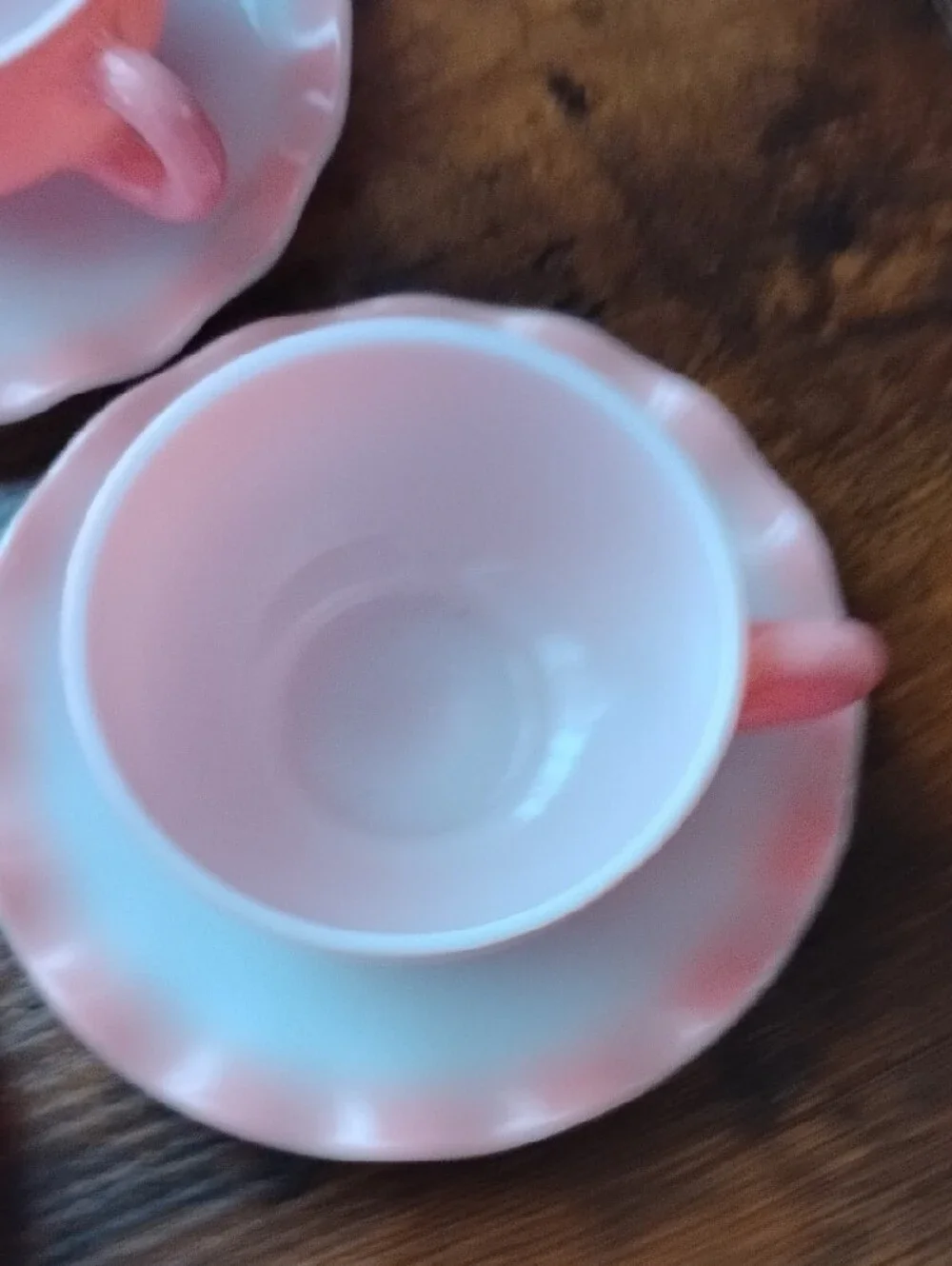 Hazel Atlas Rippled Saucers With Pink Cups